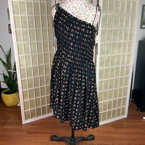 Free People Clementina Printed Asymmetrical Smocked Dress NWT